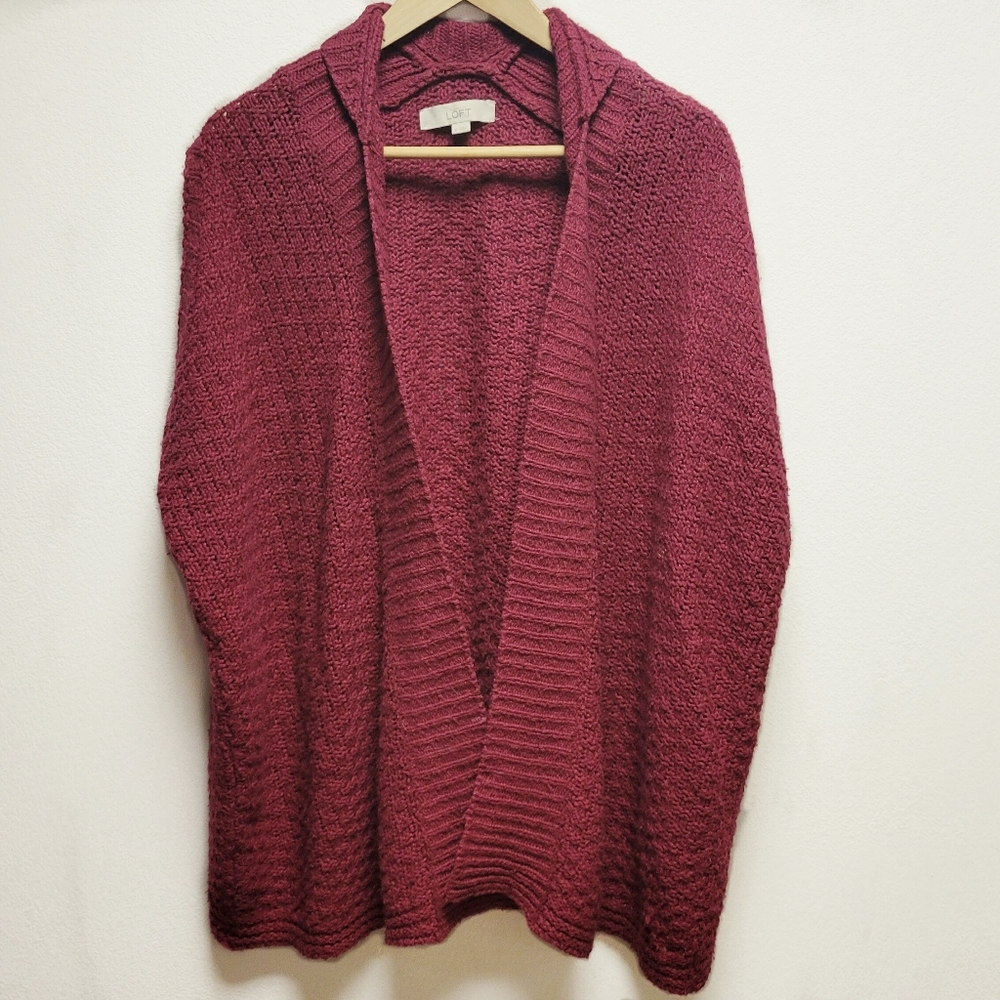 Ann Taylor LOFT Knit Sleeveless Drapey Wool-blend Cardigan Sweater size Small